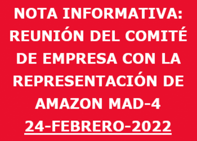 REUNIÓN DEL COMITÉ DE EMPRESA CON LA EMPRESA 24 DE FEBRERO DEL 2022
