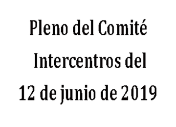 Pleno del Comité Intercentros 12 de junio de 2019 