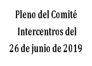 Pleno del Comité Intercentros de 26-06-19