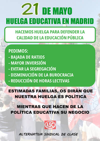 Por una educación pública de calidad, huelga el 21 de mayo