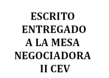ESCRITO A LA MESA NEGOCIADORA DEL II CEV